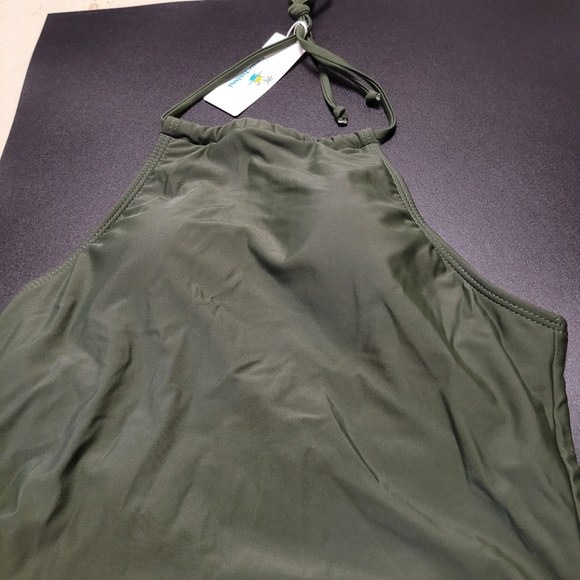 Beachsissi Two Piece Solid Tummy Control Drawstring Side Tankini Set - Picture 8 of 16